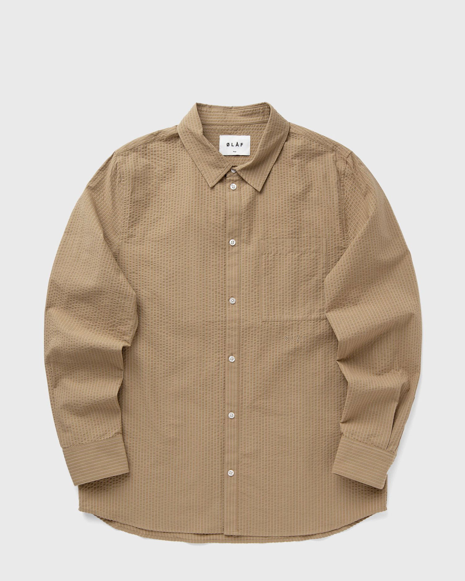 Košeľa ØLÅF Olaf Seersucker Stripe Long Sleeve Shirt Hnedá | M190301, 0