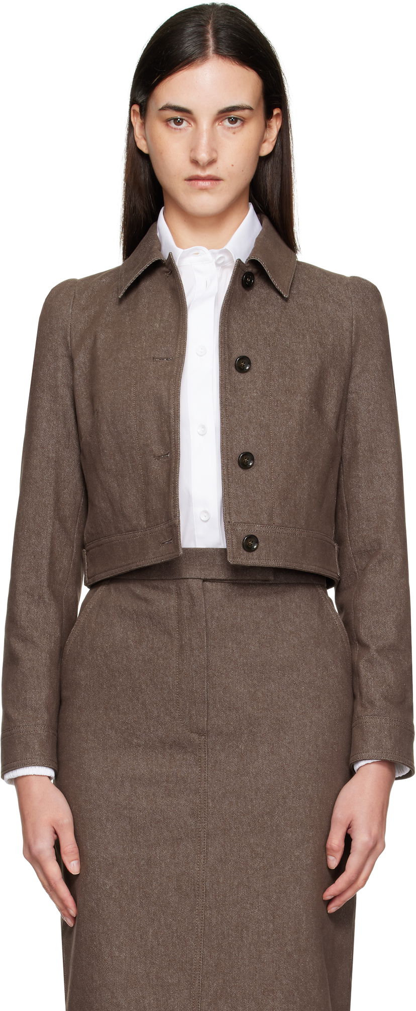 Bunda Max Mara Max Mara Carpa Cropped Jacket Hnedá | 2511041013600