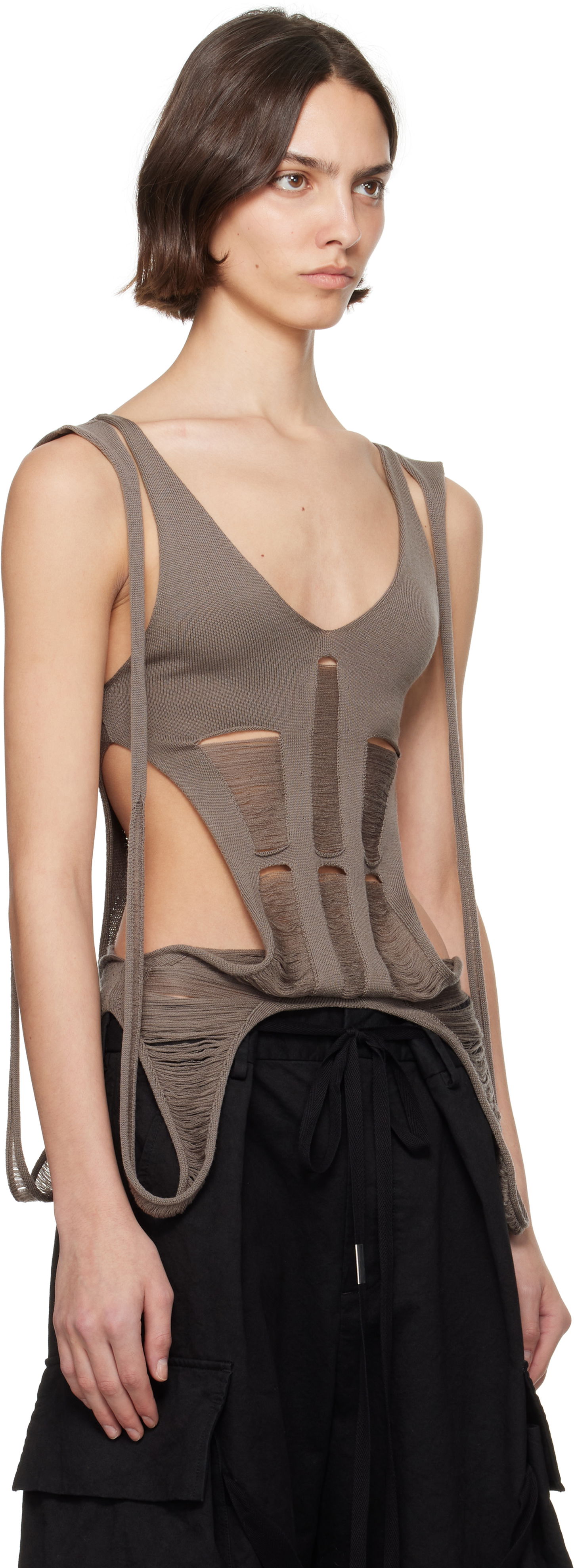Tielko Rick Owens Rick Owens Hollywood Tanja Long Tank Top Šedá | RO01E7644 KGRIDM, 1