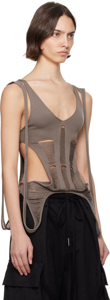 Tielko Rick Owens Rick Owens Hollywood Tanja Long Tank Top Šedá | RO01E7644 KGRIDM, 1
