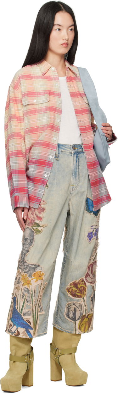 Džínsy R13 R13 Cropped Wide Leg Appliquéd Jeans Modrá | R13WD180-D301A, 3