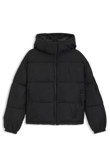 Prešívaná bunda BOSS Water-repellent puffer jacket with detachable hood Čierna | 50546393