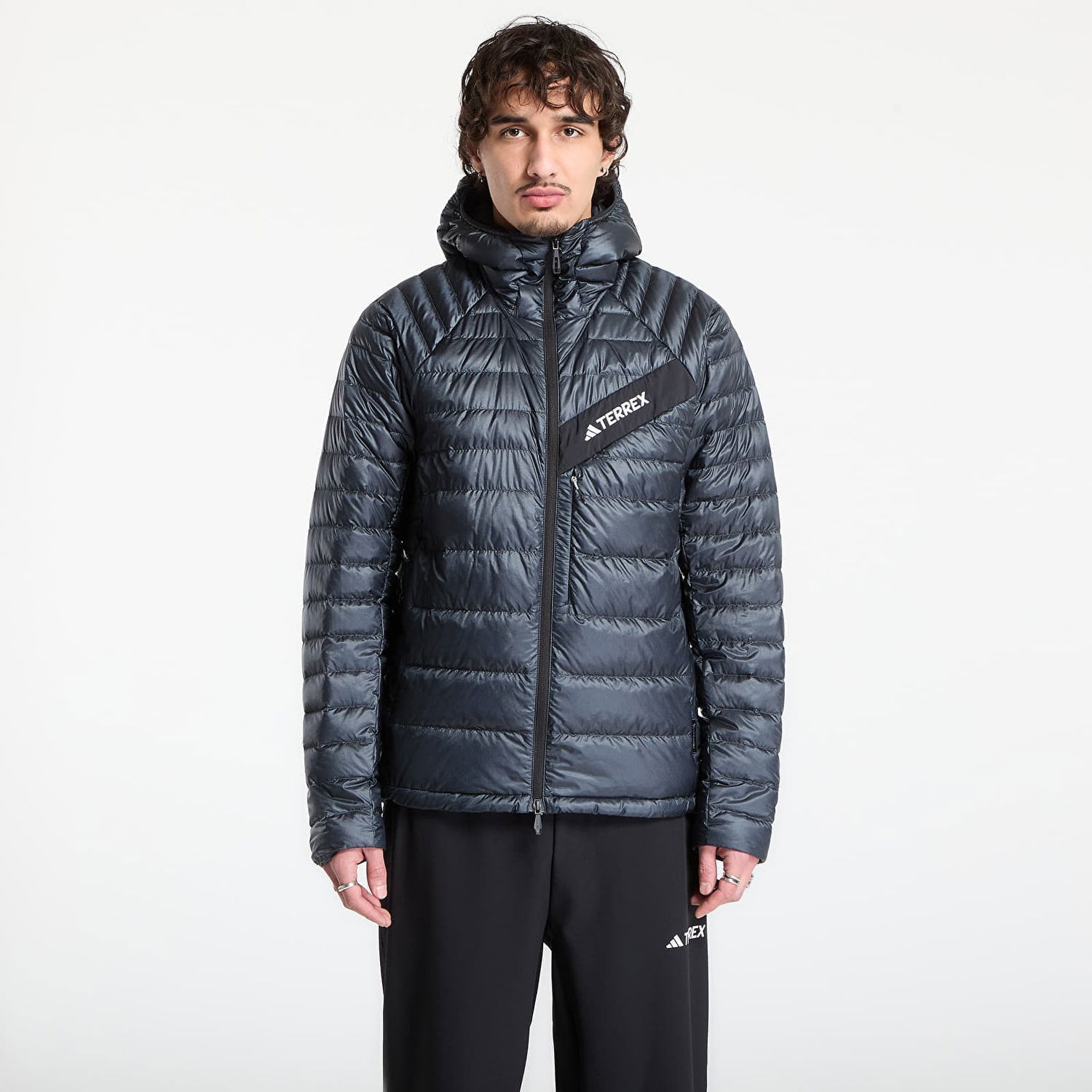 Prešívaná bunda adidas Originals Terrex Techrock CLIMAWARM+ Down Hooded Jacket Šedá | JC5181, 0