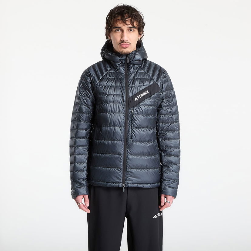 Prešívaná bunda adidas Originals Terrex Techrock CLIMAWARM+ Down Hooded Jacket Šedá | JC5181