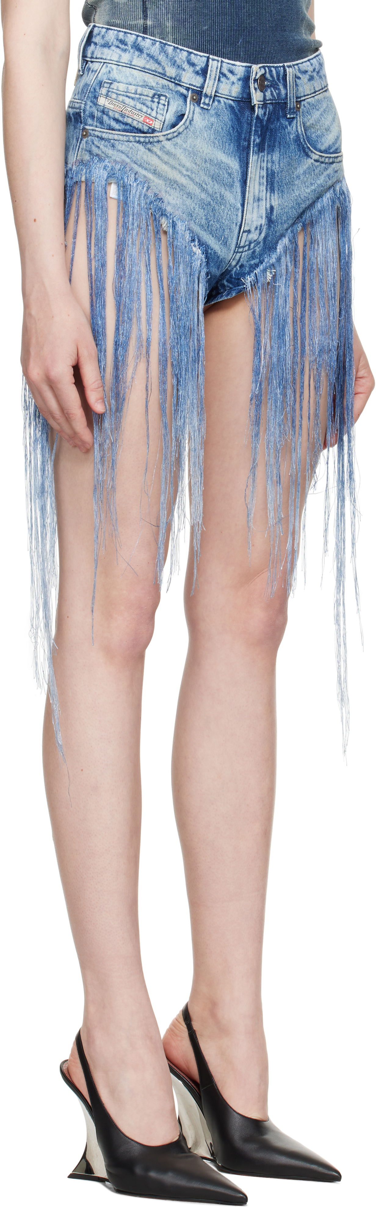 Šortky Diesel Diesel De-Jizz-Fsg Fringe Denim Shorts Modrá | A18145 0CMBM, 1