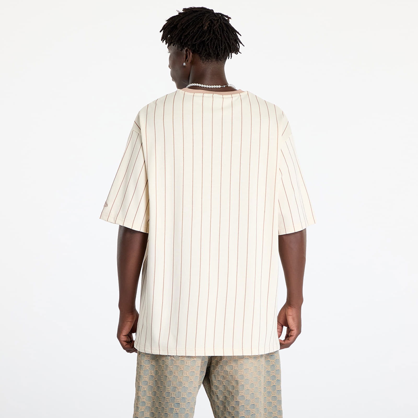 Pinstripe Oversized Tee UNISEX Light Cream