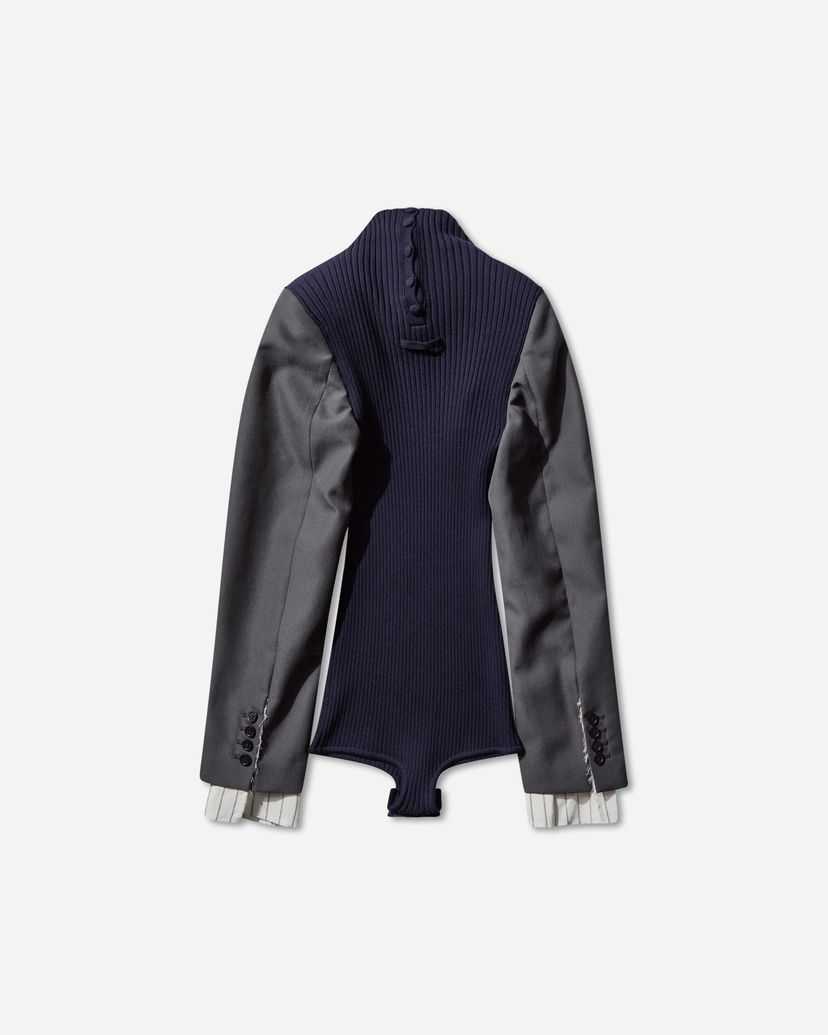 Body Jean Paul Gaultier Bi-Material Suit Bodysuit Navy | 2504WPO037K017 5904