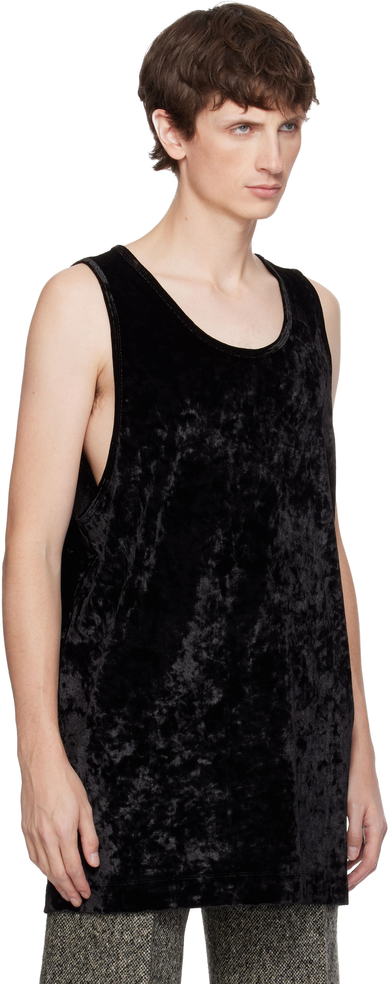 Tielko Dries Van Noten Dries Van Noten Crushed Velour Scoop Neck Tank Top Čierna | 252-021131-2329, 1