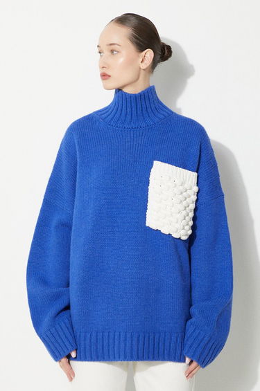 Sveter JW Anderson JW Anderson Textured Patch Pocket Turtleneck Sweater Modrá | KW1150.YN0144.823, 0
