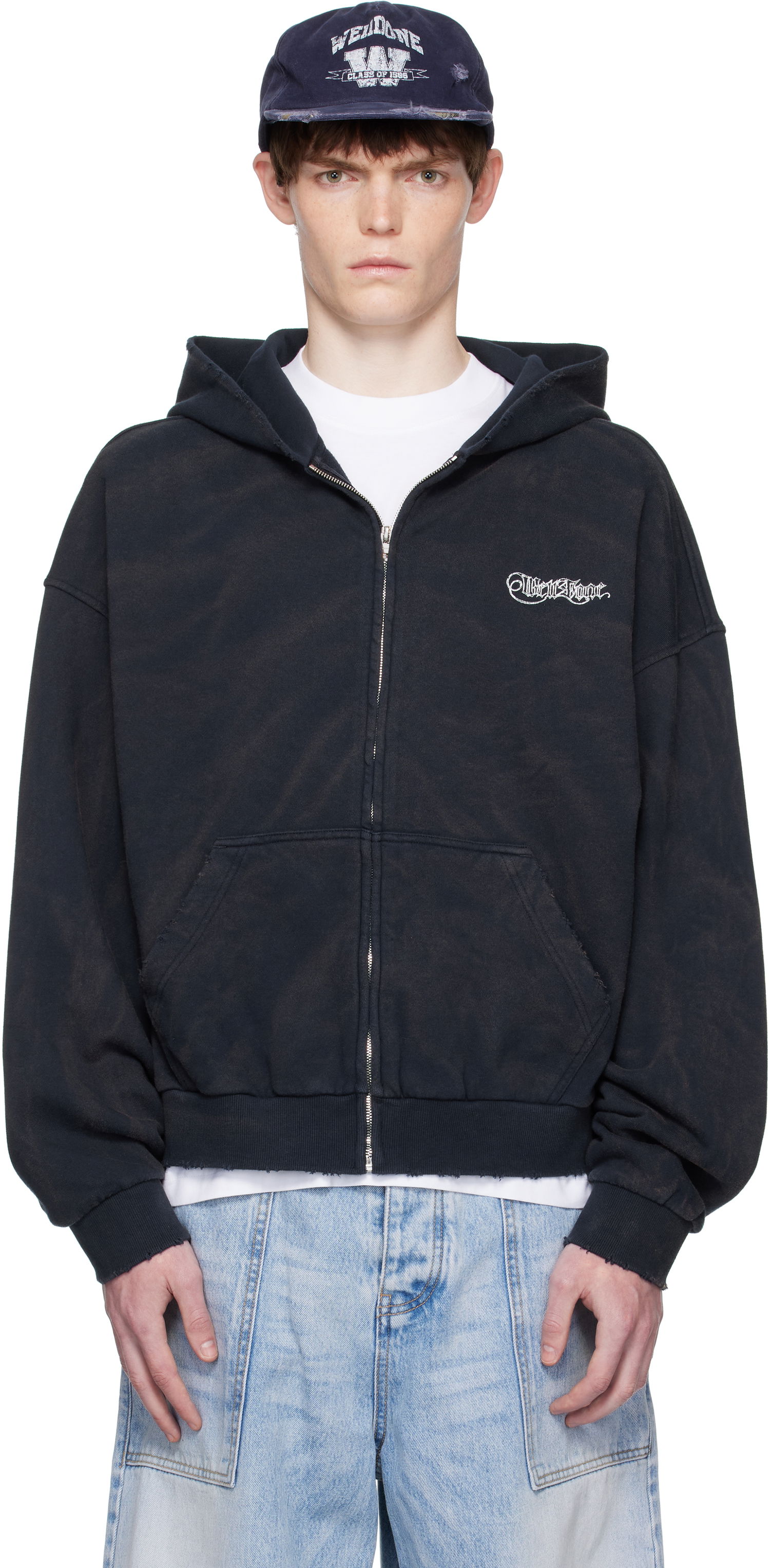 Mikina We11done We11done Gothic Logo Zip-Up Hoodie Čierna | WD-TJ2-25-845-U-NV, 0