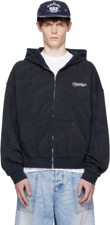 Mikina We11done We11done Gothic Logo Zip-Up Hoodie Čierna | WD-TJ2-25-845-U-NV, 0