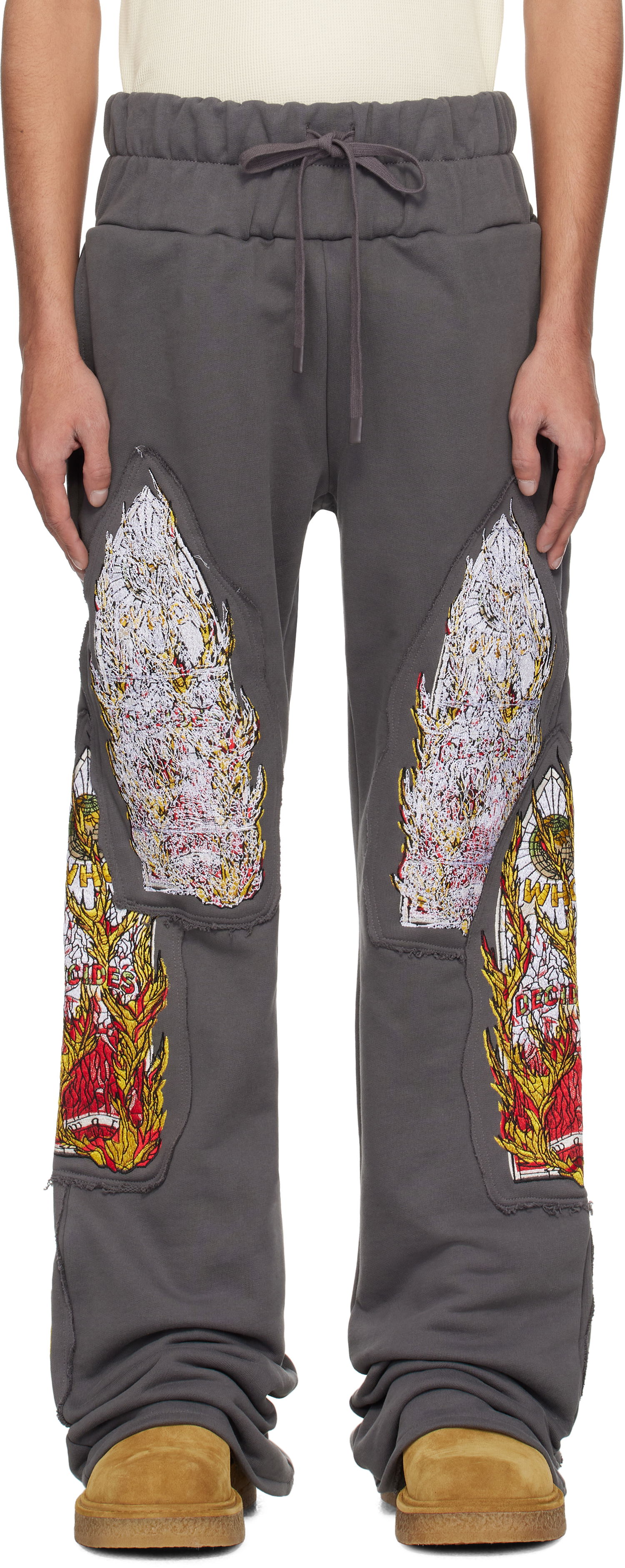 Tepláky Who Decides War Who Decides War Triple Flame Glass Sweatpants Šedá | 1121110021SS25, 0