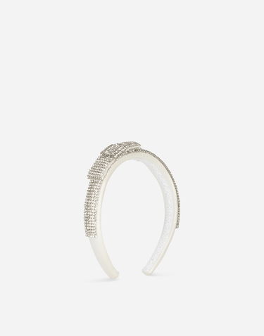 Spona Dolce & Gabbana Dolce & Gabbana Satin Headband with Crystals Biela | LB3L58G7KU4S9000, 0
