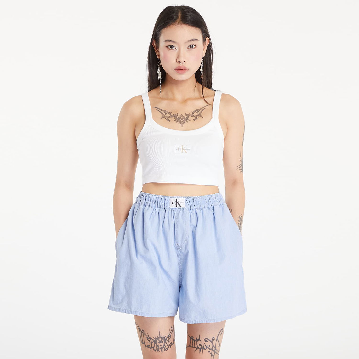 Crop Top CALVIN KLEIN Ribbed Cotton Bralette Top Bright White Biela | J20J223558 YAF, 0