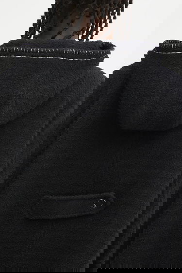 Kabáty ADER ERROR Wool Blend Hooded Coat with Contrast Stitching Čierna | BO01FWCT0104BK, 4