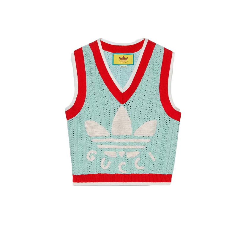 Sveter Gucci adidas x Rib Stitch Sleeveless Top Light Turquoise Tyrkysová | ‎697711 XKCDW 4718