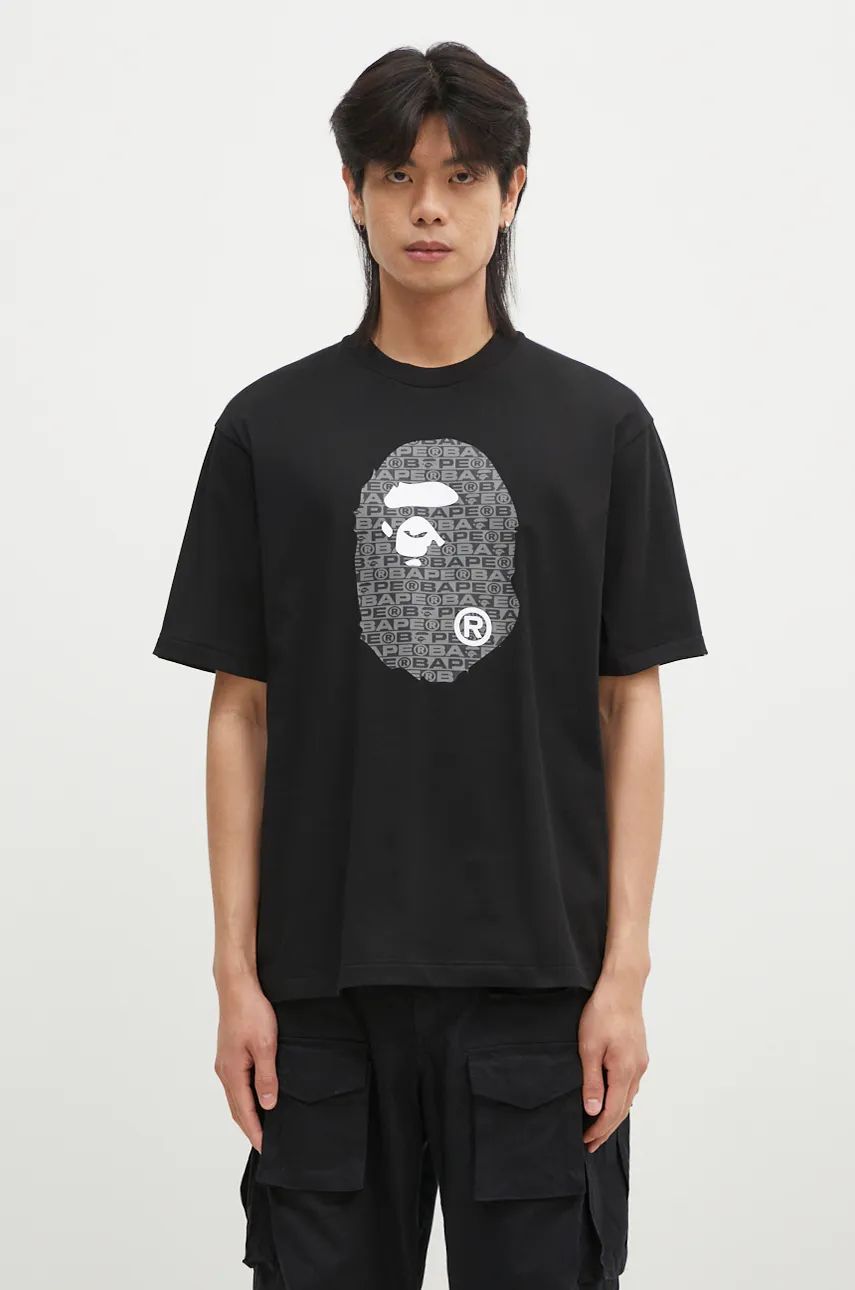 Tričko BAPE A Bathing Ape LUX SPORT APE HEAD RELAXED FIT Print T-Shirt Čierna | 1K80110322, 0