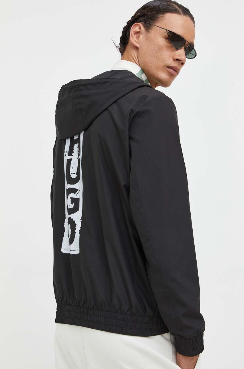 Water-repellent Vertical Logo Hooded Jacket