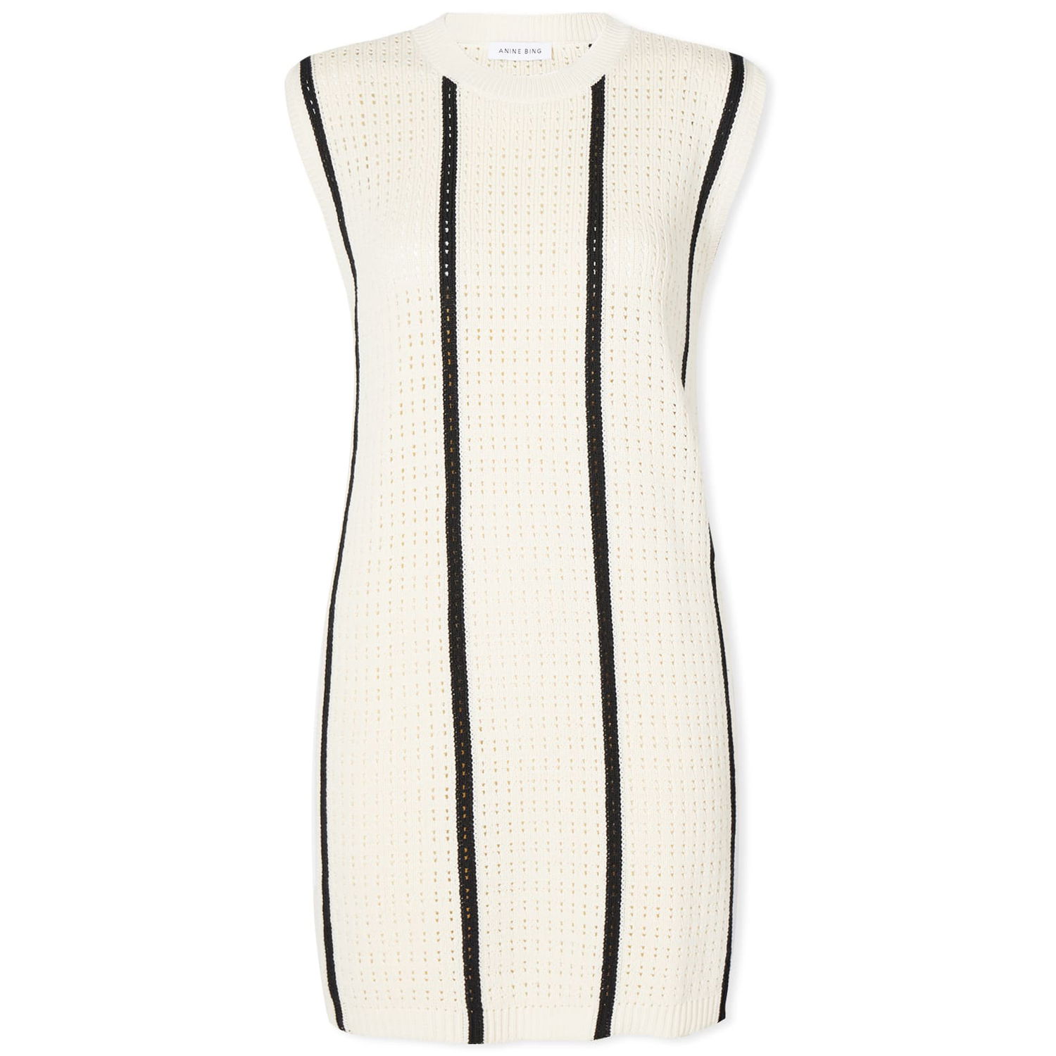 Tielko Anine Bing Lanie Knitted Stripe Dress, Size Large Biela | A-02-3428-154, 1