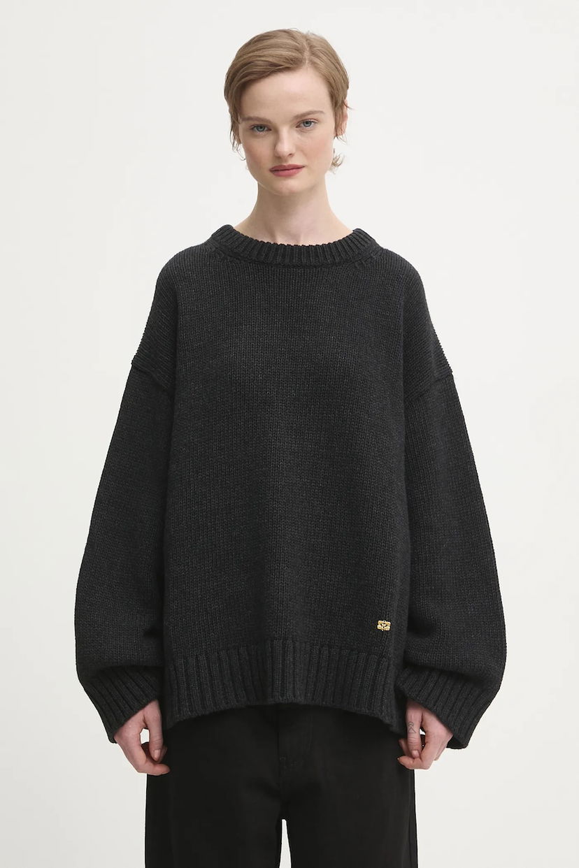 Sveter GANNI Chunky Wool Mix Šedá | K2610