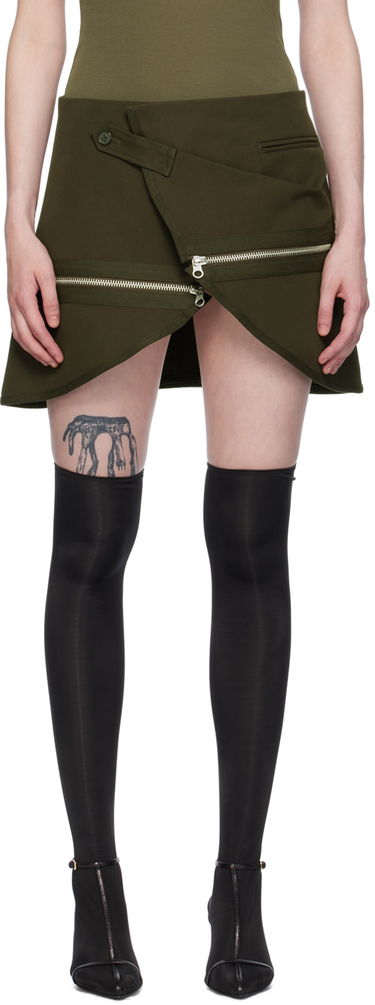 Sukňa Courrèges Courrèges Asymmetrical Zippered Miniskirt Zelené | 224CJU166CO0117, 0