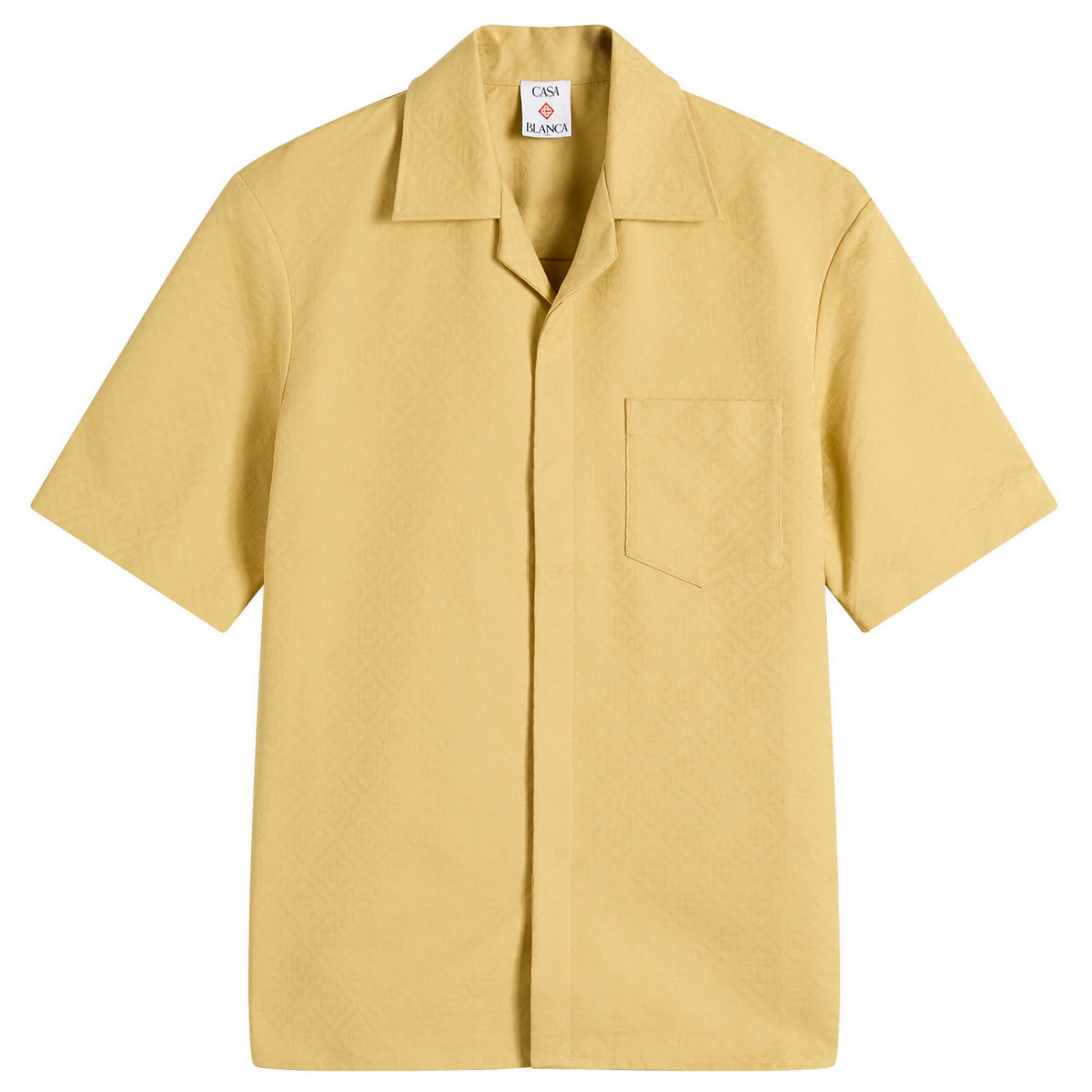 Košeľa Casablanca Casablanca Jacquard Monogram Short Sleeve Shirt, Size Large Žltá | MPF25-SH-167-01, 1