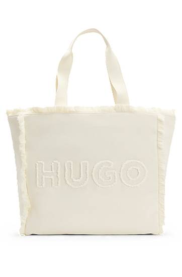 Tote bag BOSS HUGO Fringed Canvas Tote Bag Biela | 50541867, 0