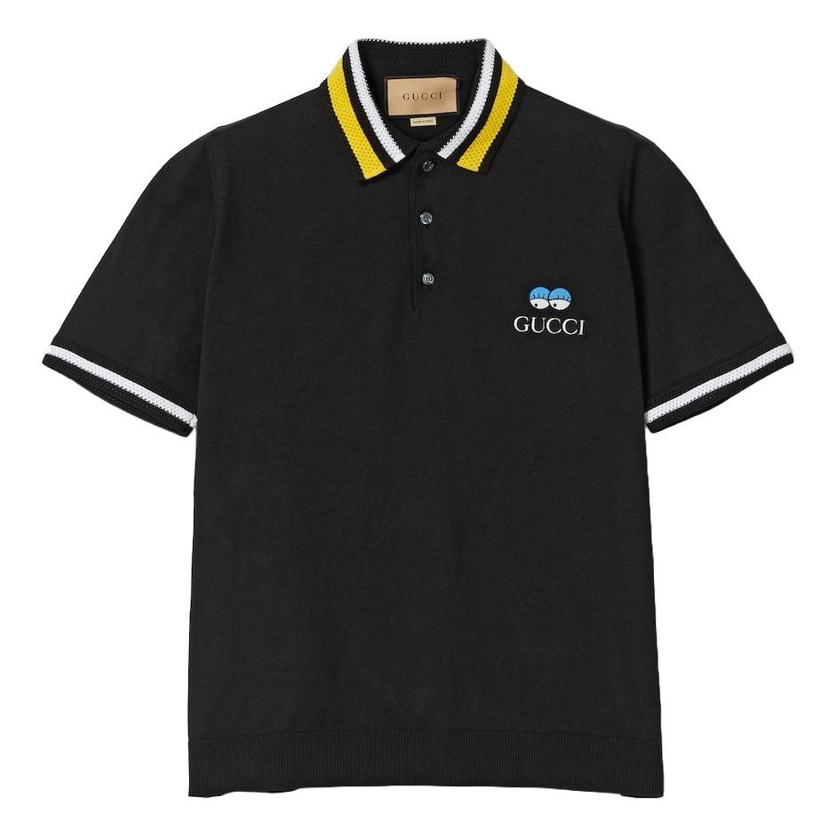 Polo tričko Gucci Gucci Wool Polo Shirt with Embroidered Eyes Čierna | 778522-XKDX5-1162, 0