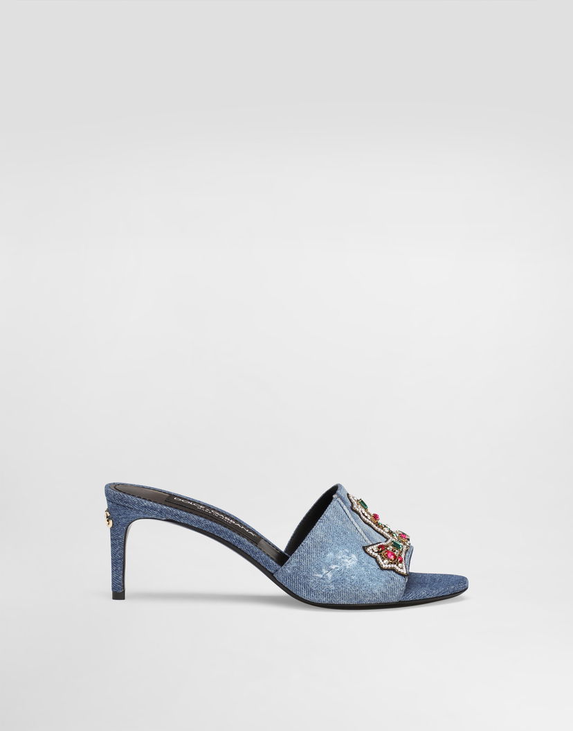 Doplnky Dolce & Gabbana Dolce & Gabbana Denim Mules with Embellishments Modrá | CR1893AN6248C609