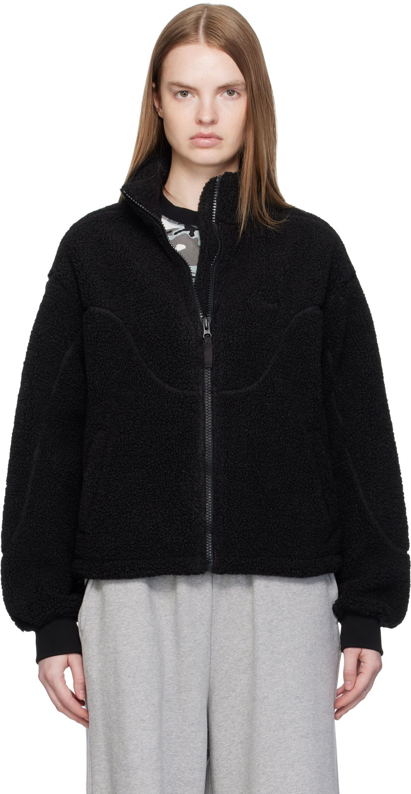 Bunda Dime Dime Polar Fleece Sherpa Zip Jacket Čierna | DIMEFA258BLK