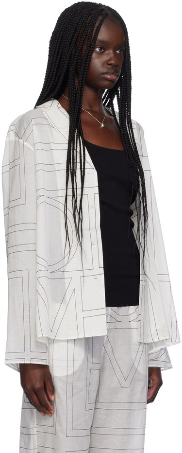 Košeľa TOTEME TOTEME Monogram Print Long Sleeve Shirt Biela | 243-WRT976-FB0239, 1
