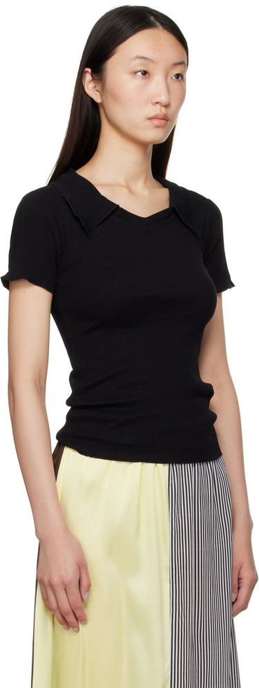 Tričko Baserange Baserange Iso Ribbed Collar T-Shirt Čierna | TTIT-RCR-AU25, 1