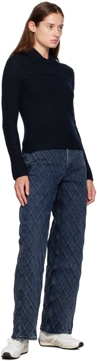 Sveter rag & bone Madix Knit Polo Top Modrá | WAS24F023PB23, 3