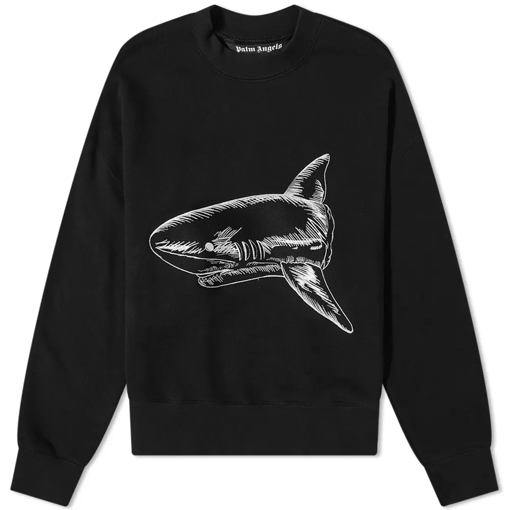 Mikina Palm Angels Split Shark Crew Sweat Čierna | PMBA026S23FLE0061003, 0
