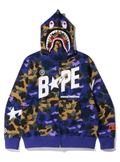 Mikina BAPE Heron Preston x Mix 1st Camo Shark Relaxed Fit Full Zip Hoodie Fialová | 1I23-115-902