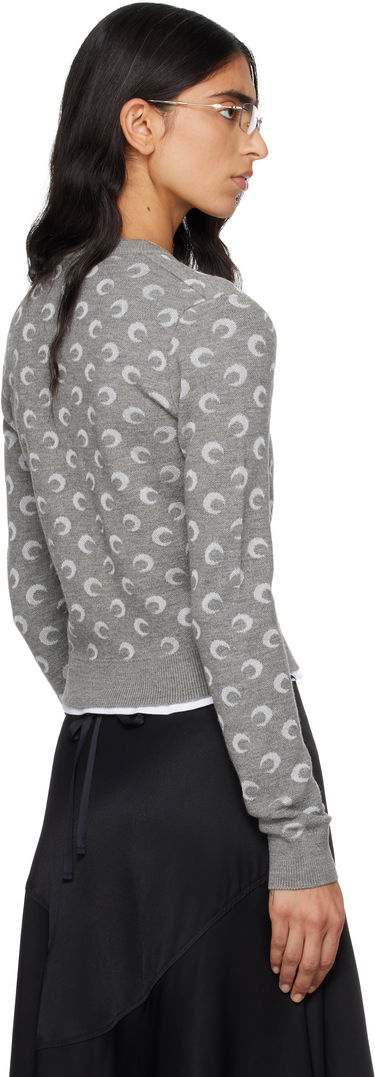 Sveter Marine Serre Moon Jacquard Knit Fitted Cardigan Šedá | WTK011ACKNI0530, 2