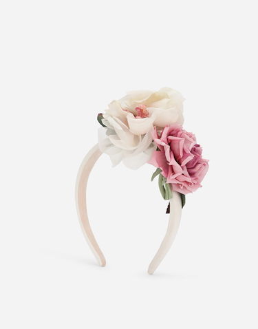 Doplnky Dolce & Gabbana Dolce & Gabbana Satin Hairband with 3D Floral Appliqué Biela | LB3L59G7N4SS9000, 2