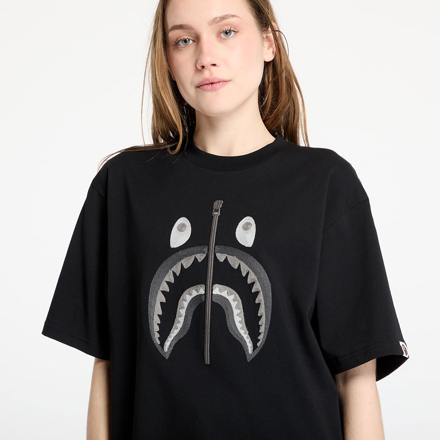 Tričko BAPE A BATHING APE Chain Stitch Shark Relaxed Fit Tee Čierna | 001CSL301343MBLK, 1