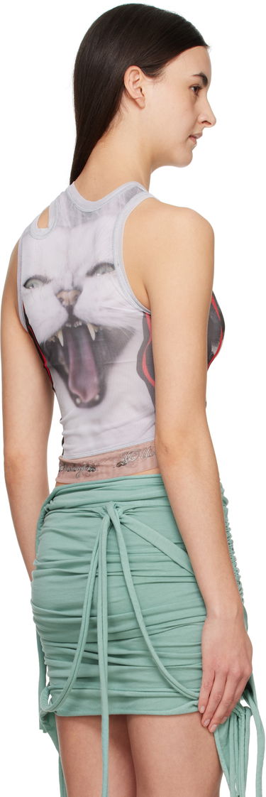 Tielko Ottolinger Ottolinger Mesh Dog Print Cutout Tank Top Biela | 10110060102, 2