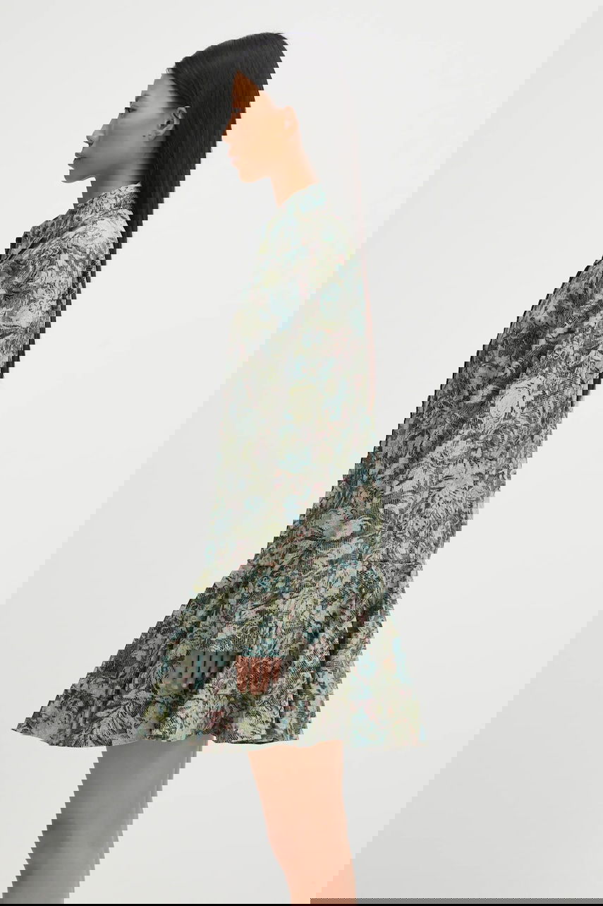 Šaty GANNI Printed Stretch Cotton Buttoned Mini Dress Rôznofarebný | W1096, 1