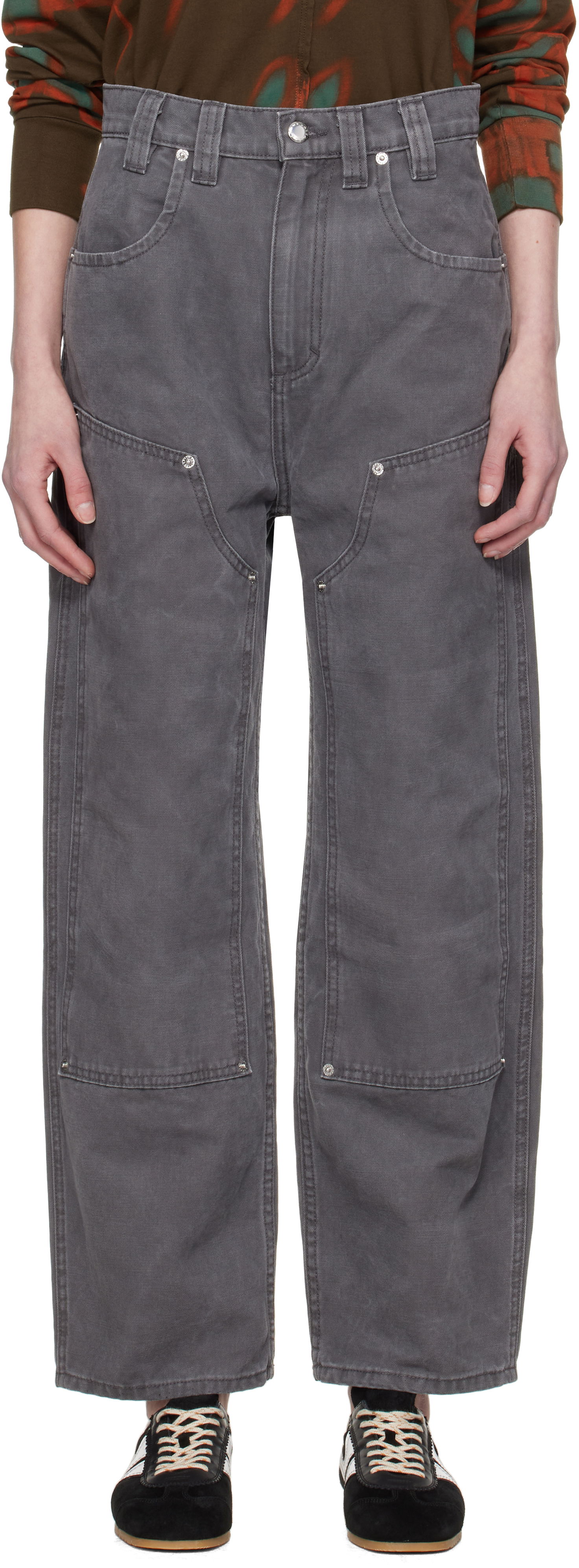 Cargo nohavice Eckhaus Latta Eckhaus Latta Double Knee Baggy Jeans Šedá | 1229-EL-PS25-S -, 0