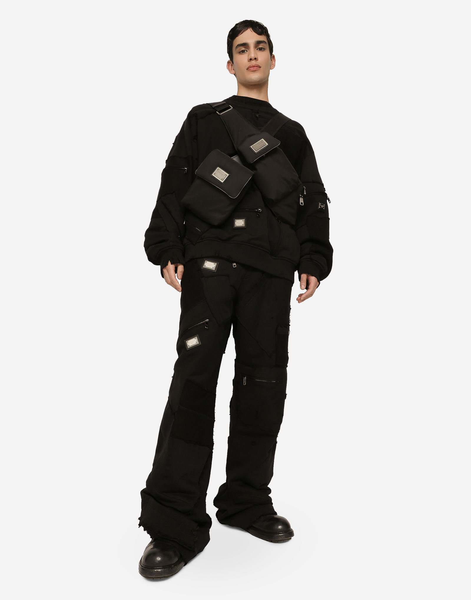 Onesize Nylon Sling Bag with Front Metallic Plaque