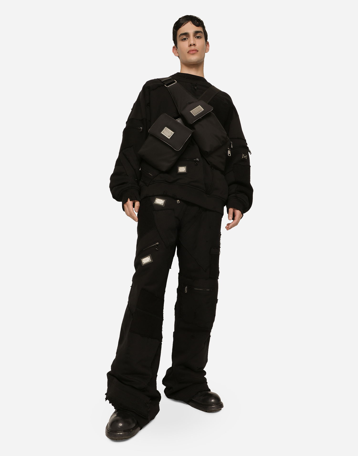 Batoh Dolce & Gabbana Onesize Nylon Sling Bag with Front Metallic Plaque Čierna | BM2279AP5498B956, 1