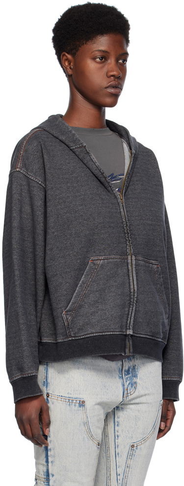 Mikina We11done Faded Zip-Up Hoodie Čierna | WD-TJ0-24-787-U-BK, 1
