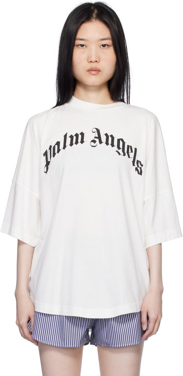 Tričko Palm Angels Curved Logo Loose T-Shirt Biela | PWAA023S25JER0010310, 0