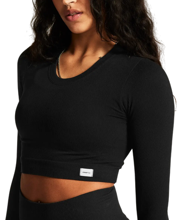 Crop Top Craft Craft Collective Rib Cropped Long Sleeve T-Shirt Čierna | 1916014-999000, 0