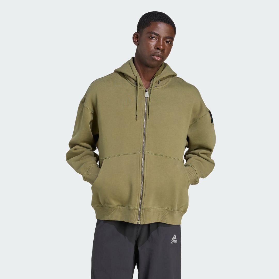 Mikina adidas Performance EQT Fleece Full-Zip Hoodie Zelené | JX1572, 0