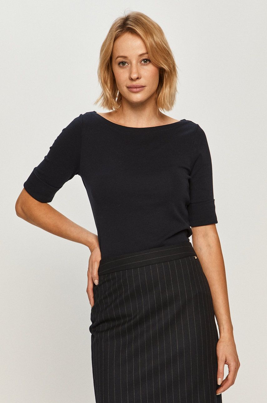 Tričko Polo by Ralph Lauren Stretch Cotton Boatneck Top Čierna | 200654963079, 0