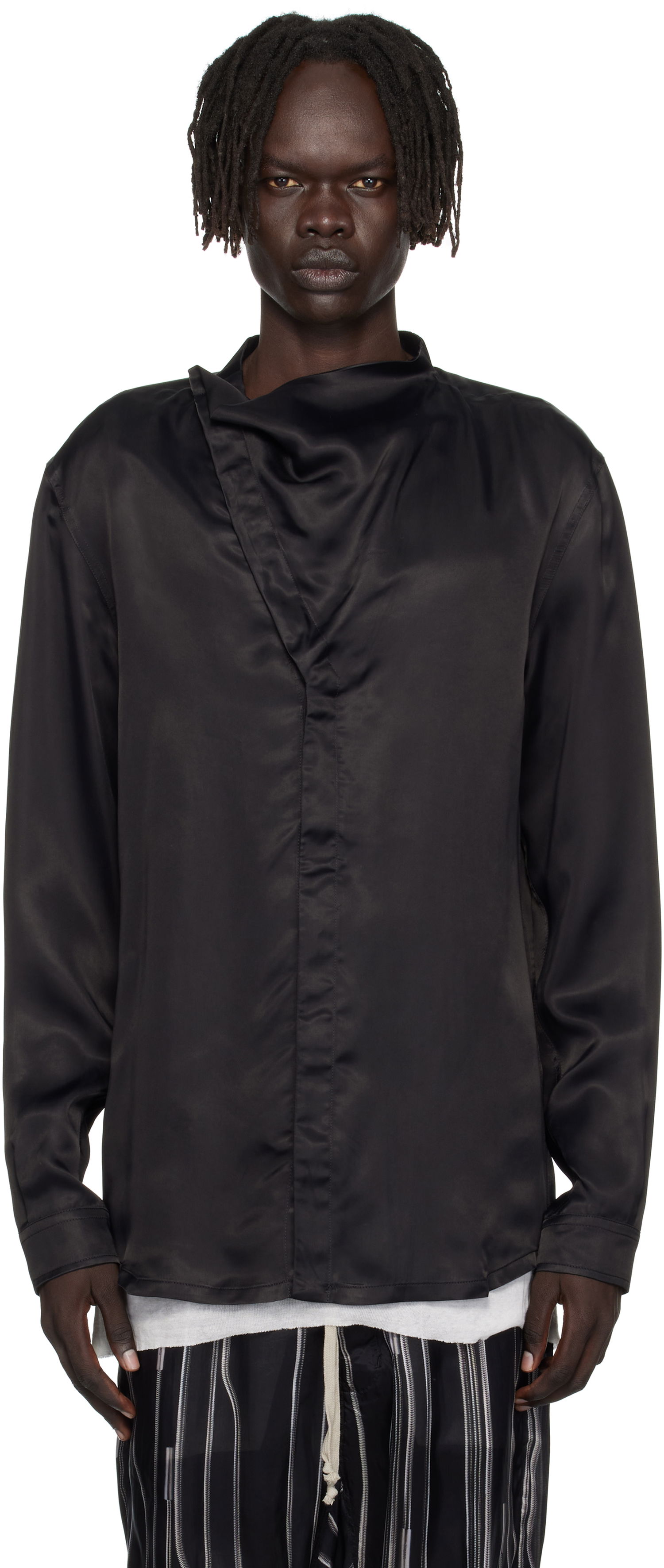 Košeľa Rick Owens Rick Owens Concordians Island Satin Shirt Čierna | RU02E1299 HSCH, 0