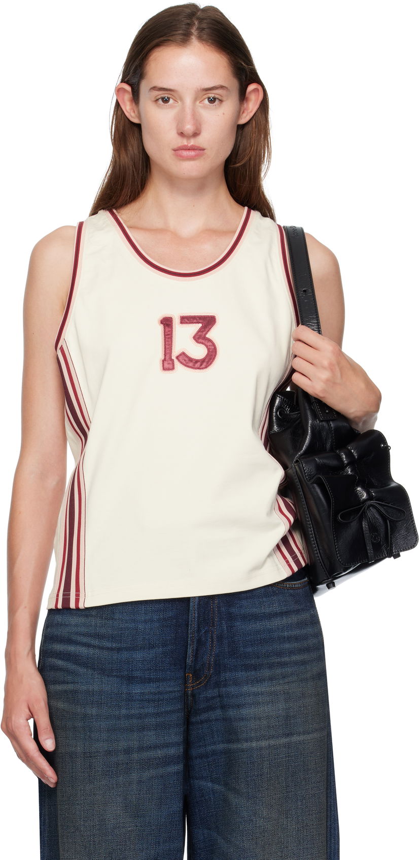 Tielko Acne Studios Acne Studios Embroidered-Logo Tank Top Béžová | BL0424-
